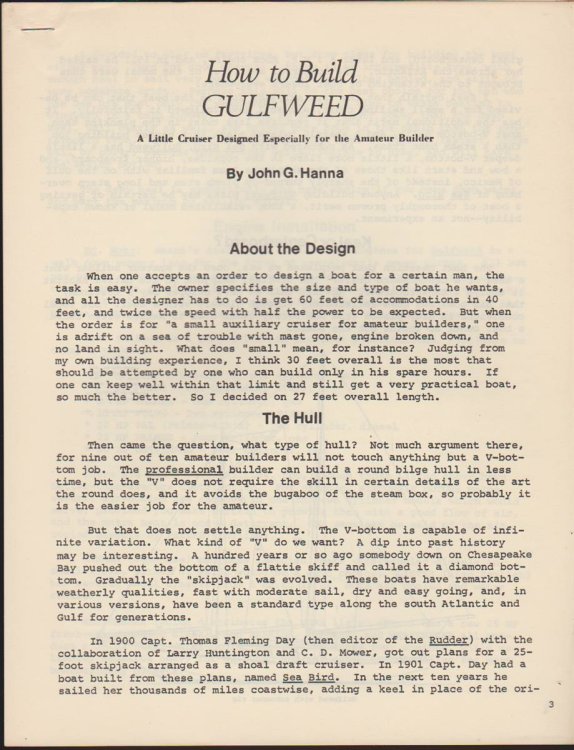 HOW TO BUILD GULFWEED A Hard-Chine Auxiliary