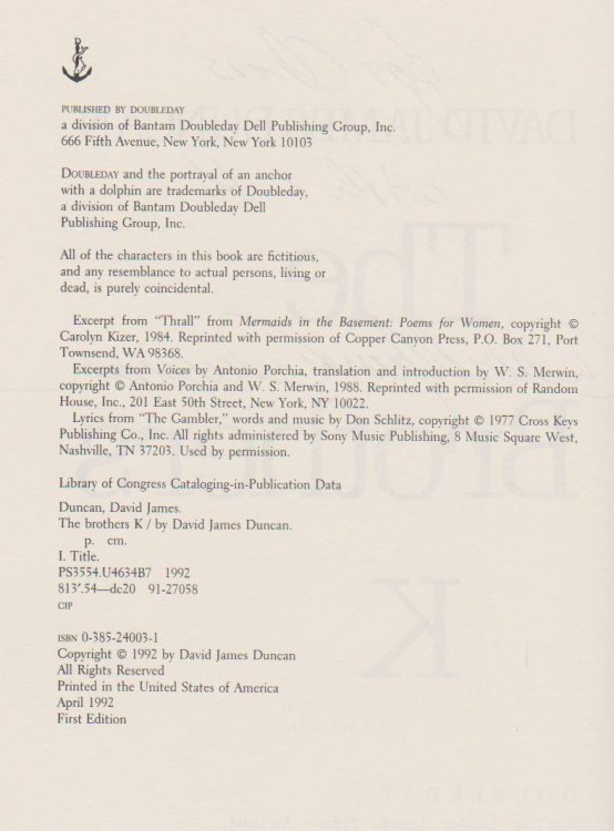 THE BROTHERS K (INSCRIBED BY AUTHOR)