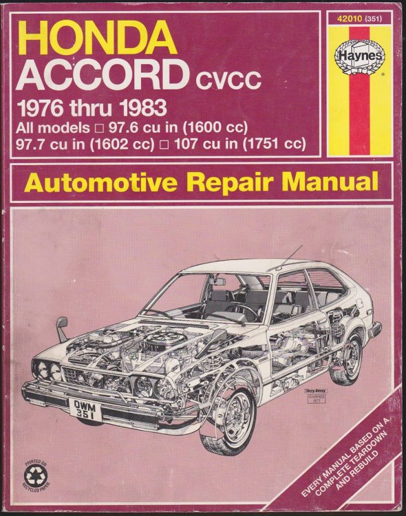 HONDA ACCORD AUTOMOTIVE REPAIR MANUAL, 1976-1983