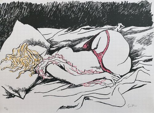 Erotic drawings Guttuso, Deluxe with suite + 1 signed lithograph