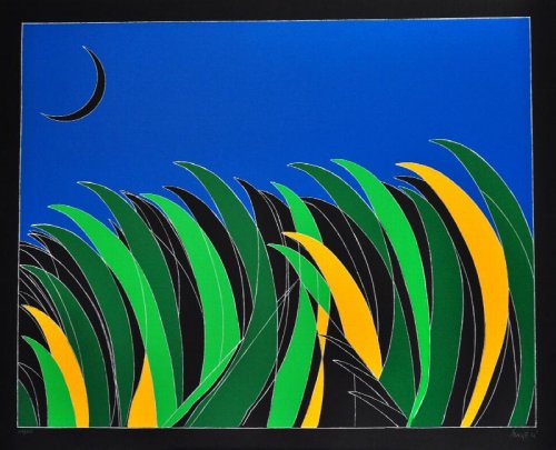 Field with Moon. Lithograph signed and numbered by the artist