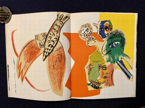 XXe sicle 26 1966. Quatre thmes: Chagall, portes d'Afrique, la ville, 1907-1917. Two original lithographs in colors by Chagall and Vieira Da Silva