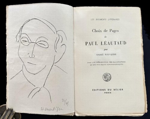 Choix de pages de Paul Leautaud. One of 50 copies with an original lithograph by Matisse signed in pencil.