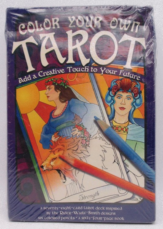 Color Your Own Tarot, A 78 Card Tarot Deck Inspired by the Rider-Waite-Smith Designs, 7 Colored Pencils, 64 Page Book