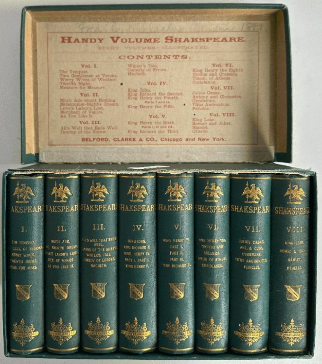 Handy Volume Shakspeare (Shakespeare) Works with Glossarial Notes and a Sketch of His Life in Eight Volumes