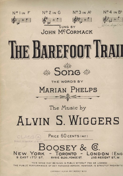 The Barefoot Trail - Vintage Sheet Music
