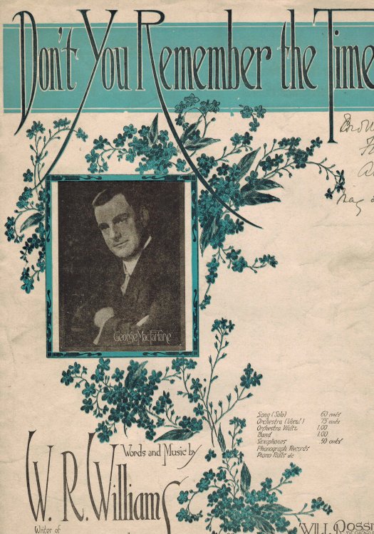 Don't You Remember The Time - Vintage Sheet Music George MacFarlane Cover