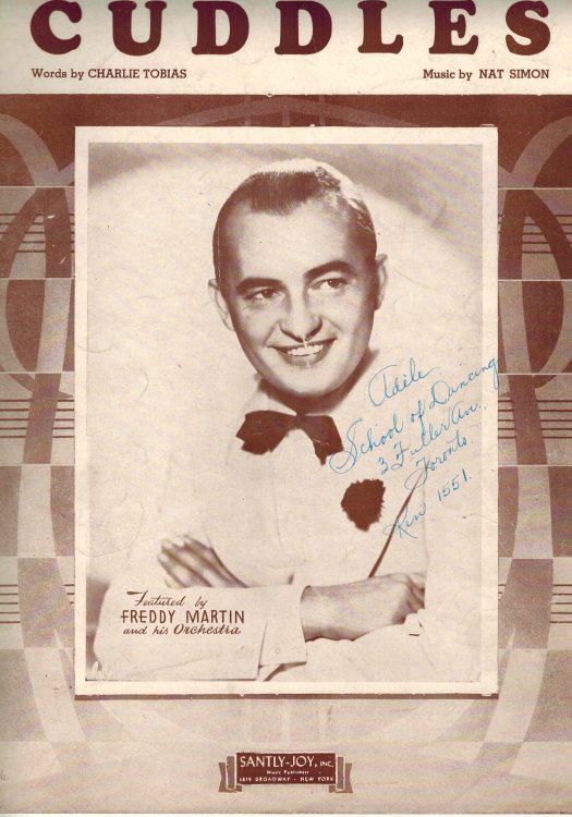 Cuddles - Piano Sheet Music with Freddy Martin Cover