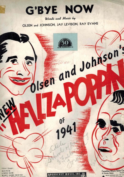 G'Bye ( Goodbye ) Now - Piano Sheet Music from Olsen and Johnson's New Hellzapoppin of 1941
