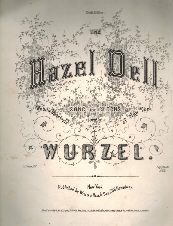 Hazel Dell Song & Chorus as Sung By Wood's Minstrels of New York - Vintage Piano Sheet Music