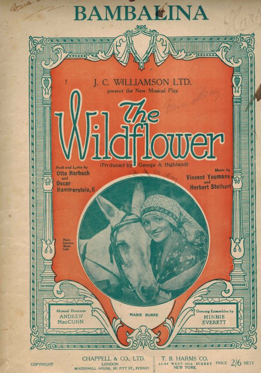 Bambalina Sheet Music from the Wildflower Marie Burke Cover