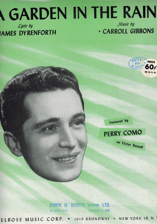 Image for A Garden in the Rain - Sheet Music - Perry Como Cover A Garden in the Rain - Sheet Music - Perry Como Cover