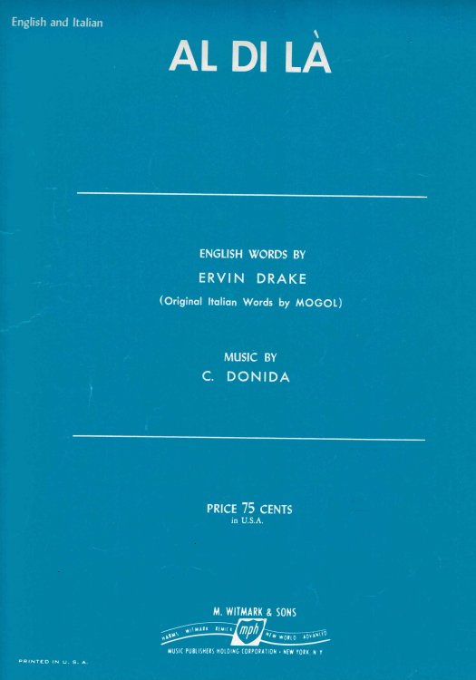 Al Di La - Sheet Music in English and Italian