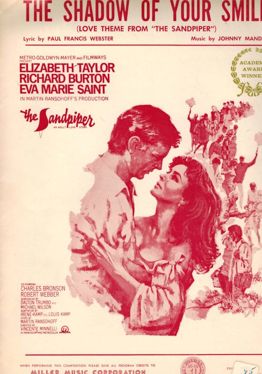 Shadow of Your Smile ( Love Theme from the Sandpiper ) Sheet Music Elizabeth Taylor Richard Burton Cover