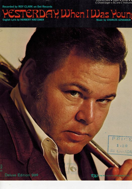 Yesterday When I Was Young - from the World of Charles Aznavour - Sheet Music Roy Clark Cover
