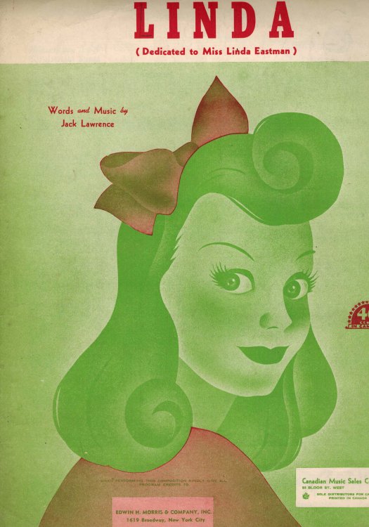 Linda - Vintage Sheet Music Dedicated to Linda Eastman