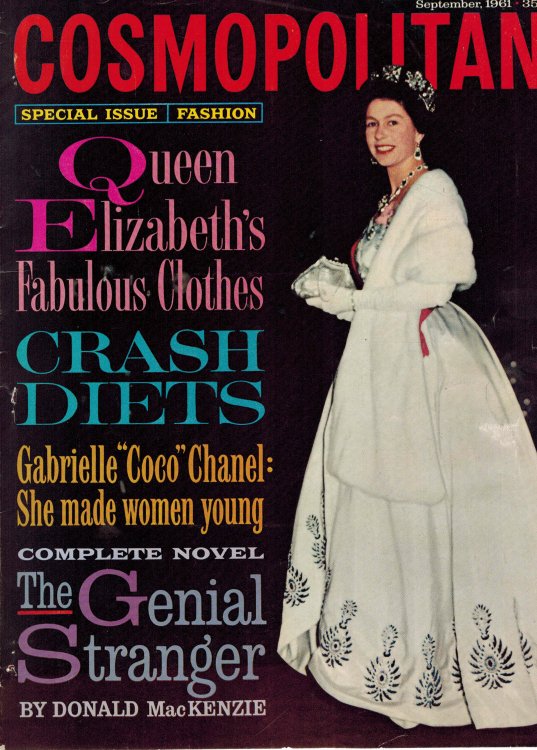 Cosmopolitan Magazine September 1961 Fashion Issue Queen Elizabeth Cover - Genial Stranger Complete Novel