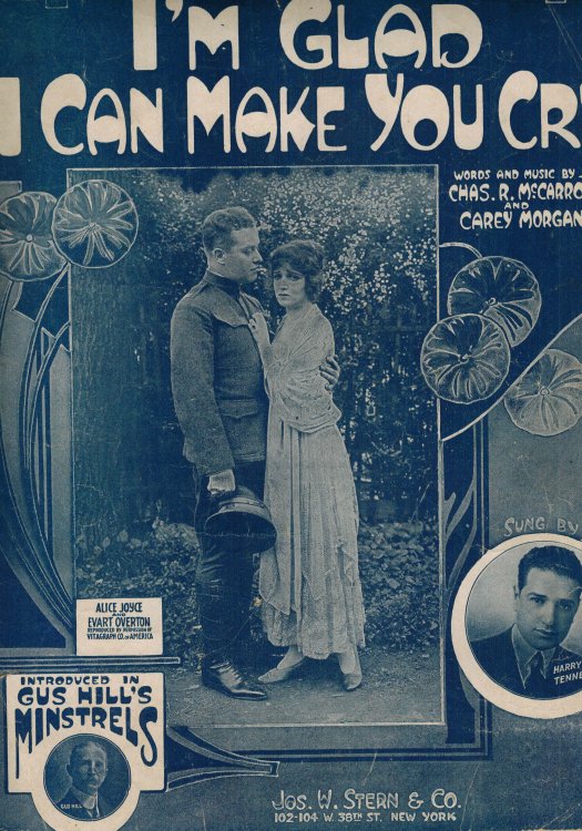 I'm Glad I Can Make You Cry - Vintage Sheet Music Alice Joyce, Evart Overton, Harry Tenney, Gus Hill Cover