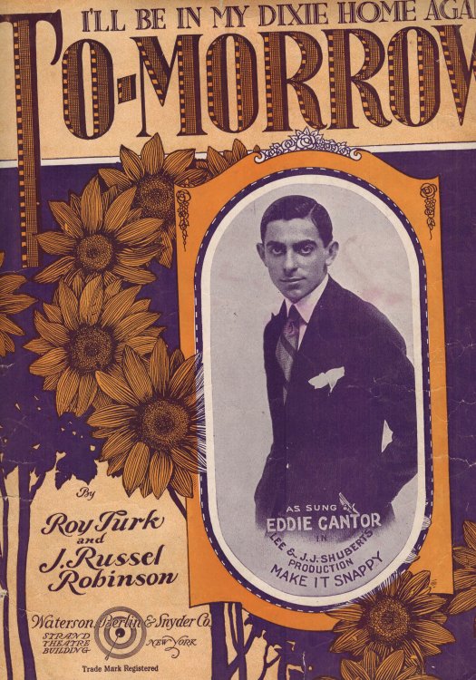 I'll be in My Dixie Home Again To-Morrow ( Tomorrow ) - Eddie Canton Cover - Vintage sheet Music
