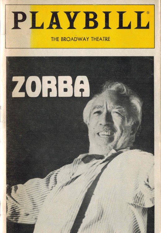 Playbill the National Theatre Magazine Vol 2 No 9 - Zorba the Greek Anthony Quinn Cover BroadwayTheatre