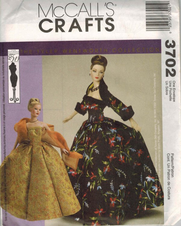McCall's Crafts Doll Pattern No. 3702 Tyler Wentworth 16