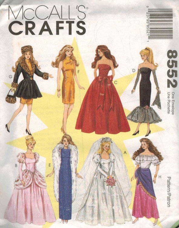 McCall's Crafts Doll Pattern No. 8552 - Clothes for 11-1/2