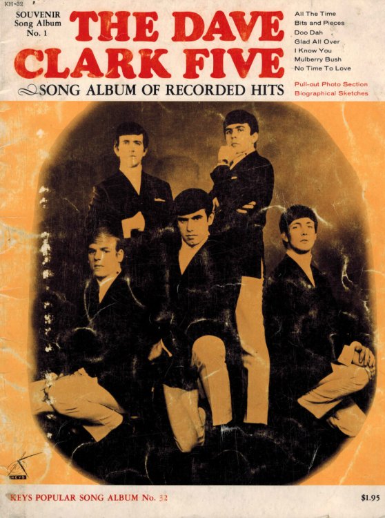 Dave Clark Five Song Album of Recorded Hits Souvenir Album no. 1 - All the Time - Bits and Pieces - Doo Dah - Glad All Over - I Know You - Mulberry Bush - No time to Love