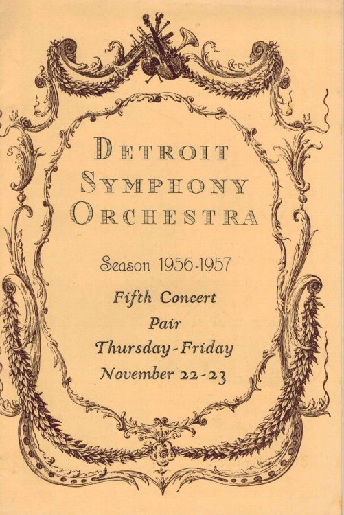 Detroit Symphony Orchestra Season 1956 1957 Fifth Concent November 22 - 23 Playbill