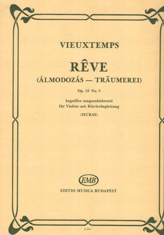 Reve - Almodozas - Traumerei Op 53 No 5 for Piano and Violin