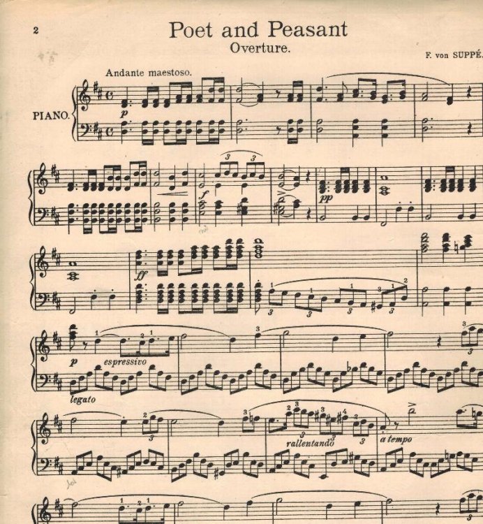 Poet and Peasant Overture for Piano - Sheet Music