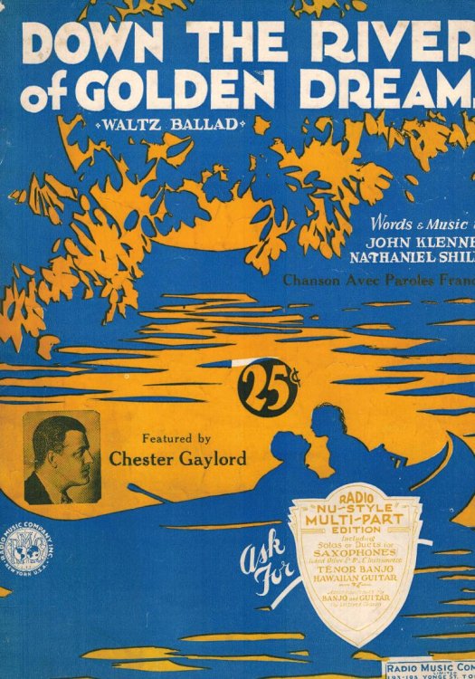 Down the River of Golden Dreams Waltz Ballad - Chester Gaylord Cover - Vintage sheet Music