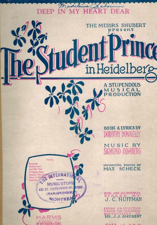 Deep in My Heart Dear Duet from the Student Prince in Heidelberg - Vintage sheet Music
