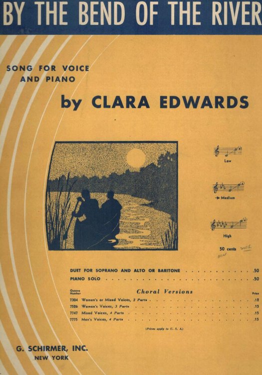 by the Bend of the River Song for Voice and Piano for Medium Voice - Vintage Sheet Music