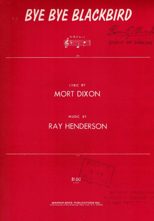 Bye Bye Blackbird - Sheet Music