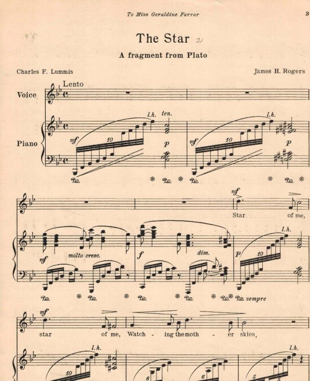 The Star - a Fragment from Plato - Song for Low Voice in B Flat