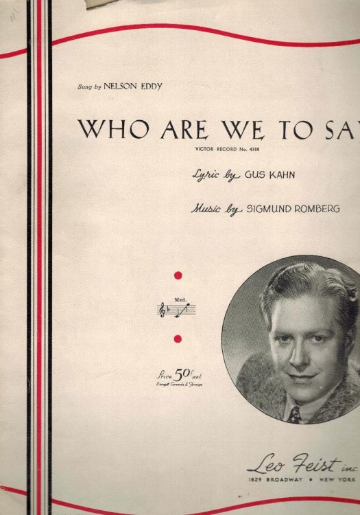 Who are We to Say - Vintage Sheet Music Nelson Eddy Cover for Medium Voice