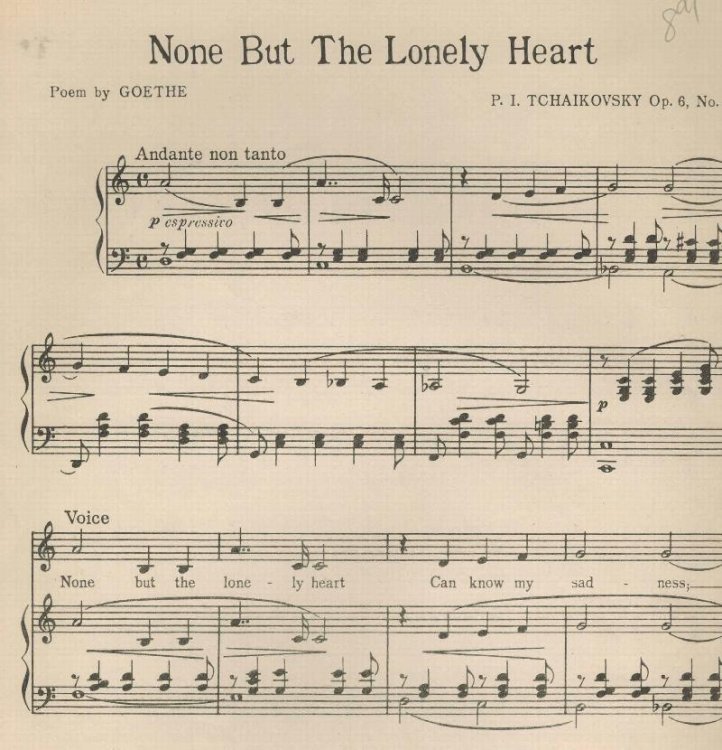 None But the Lonely Heart - Piano Sheet Music Op 6 No. 6
