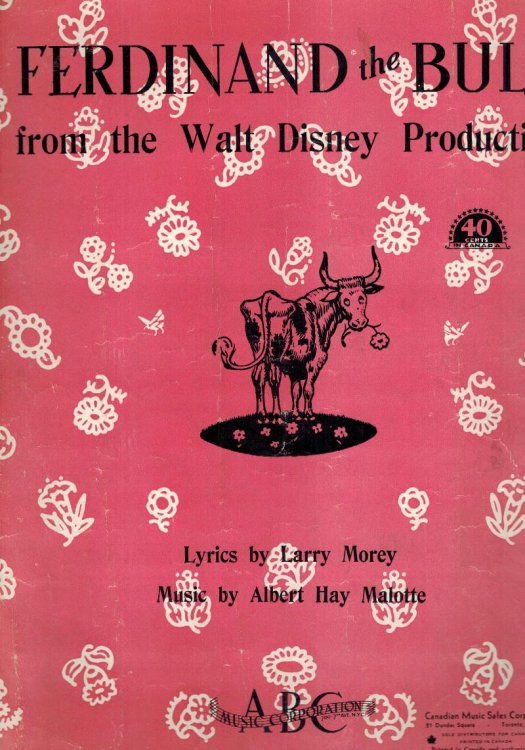 Ferdinand the Bull from the Walt Disney Production - Vintage Sheet Music