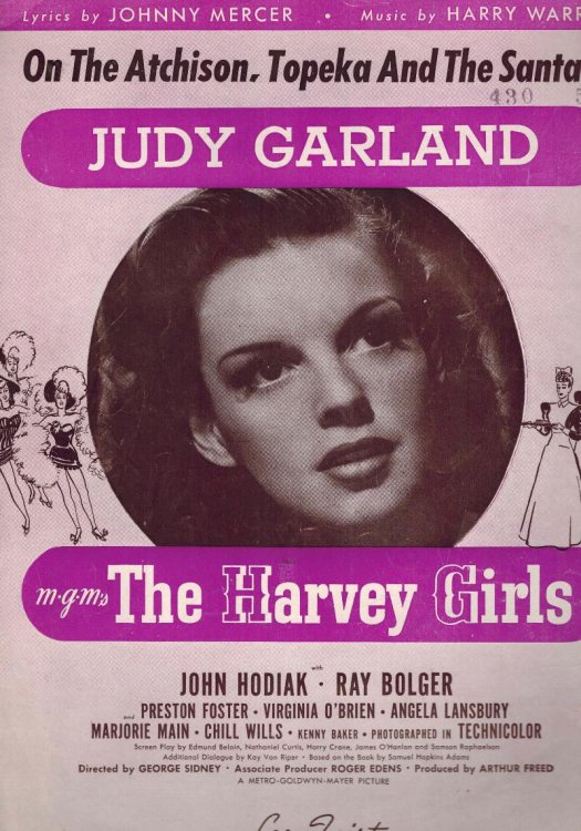 On the Atchison, Topeka and the Santa Fe - Vintage Sheet Music Judy Garland Cover from the Harvey Girls
