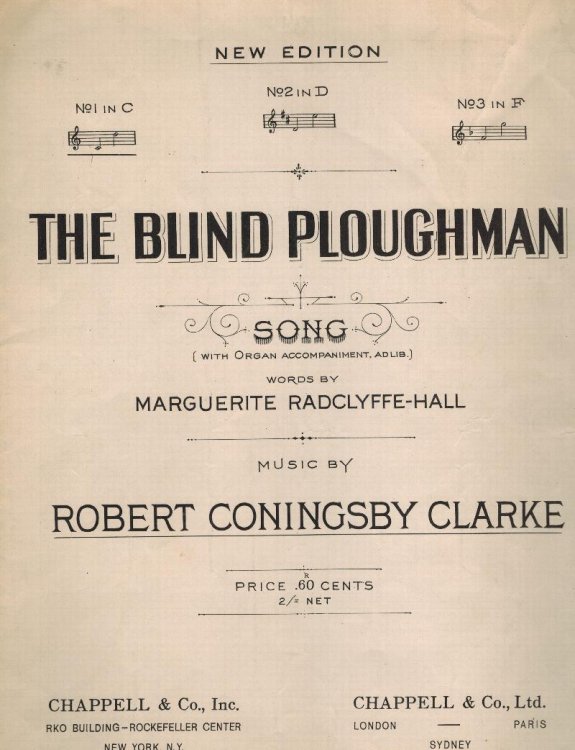 The Blind Ploughman Song with Organ Accompaniment, Piano and Lyrics - Vintage Sheet Music