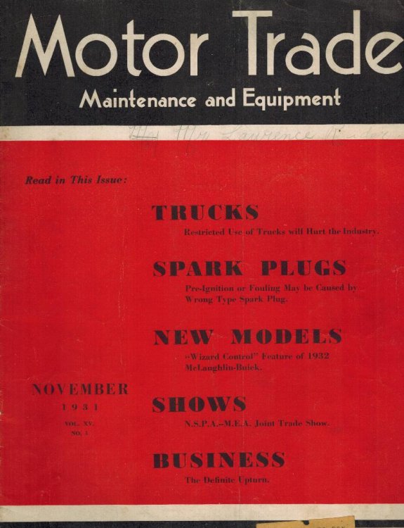Motor Trade Maintenance and Equipment Magazine November 1931 - Volume XV No. 4