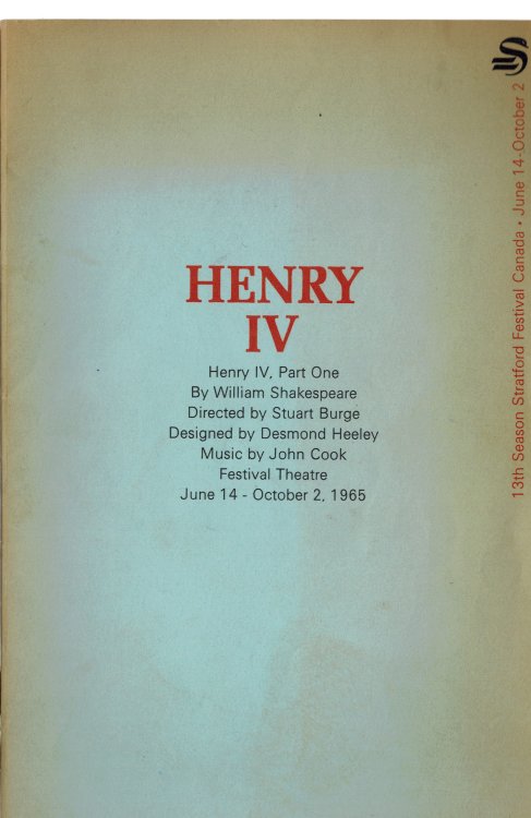 Henry IV - Stratford Festival Theatre Programme June 14 - September 2, 1965