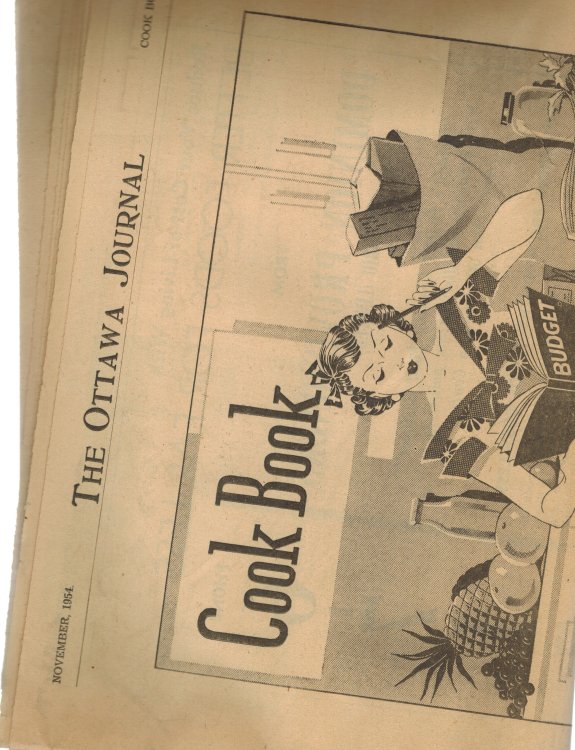 Ottawa Journal Cook Book November 1954 - Original Vintage Newspaper
