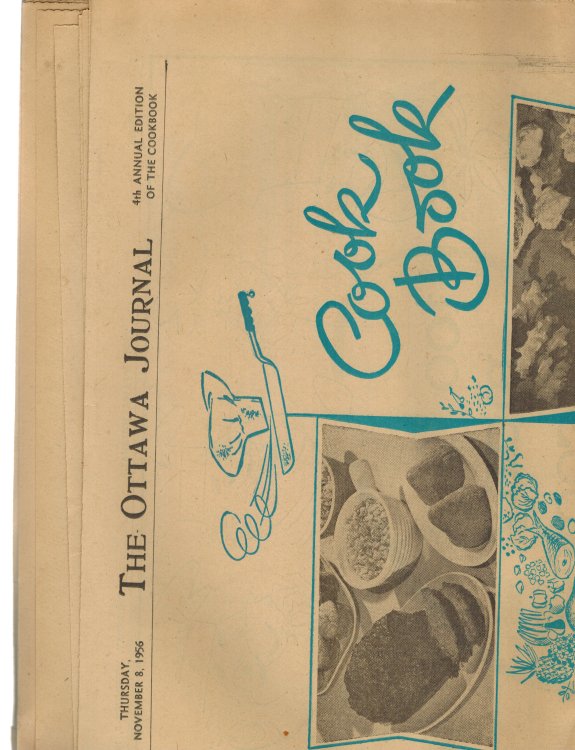 Ottawa Journal Cook Book 8 November 1956 - Original Vintage Newspaper