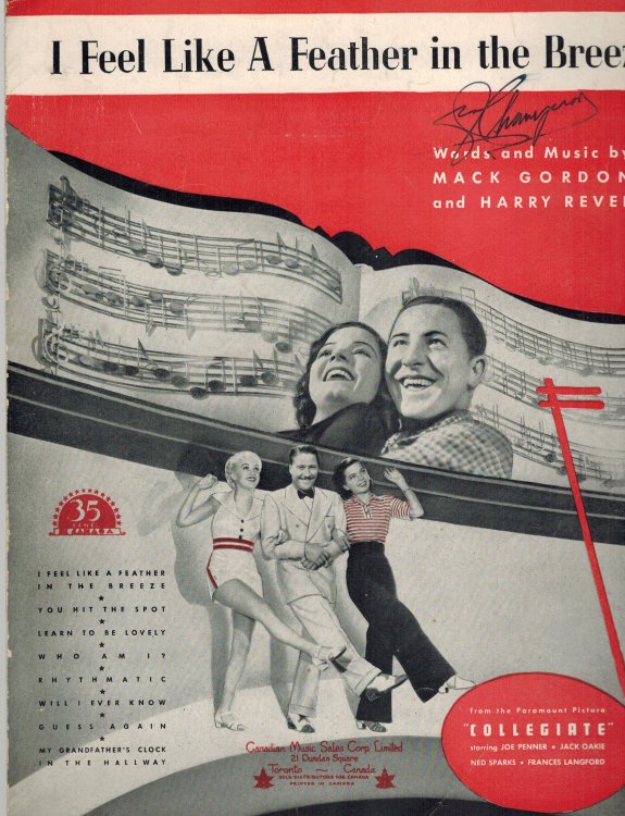 I Feel Like a Feather in the Breeze - Vintage Sheet Music from 