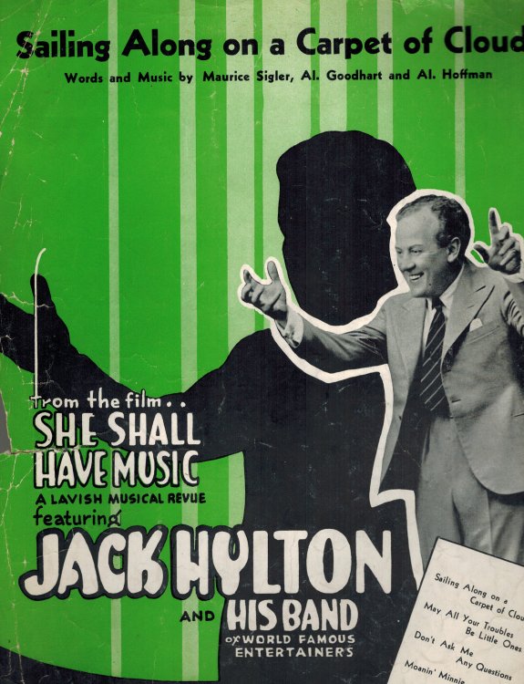 Sailing Along on a Carpet of Clouds - Vintage Sheet music from the Film She Shall have Music - Jack Hylton Cover