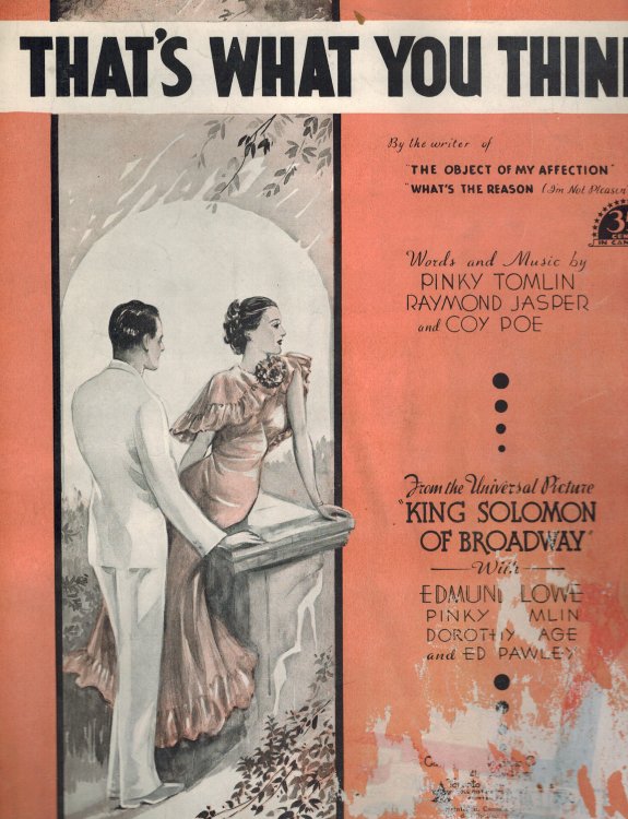 That's What You Think from King Solomon of Broadway - Vintage Sheet Music