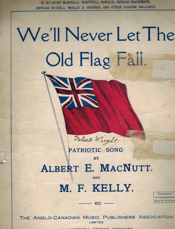 We'll Never Let the Old Flag Fall Patriotic Song - Vintage Sheet Music