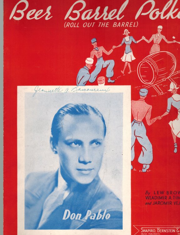 Beer Barrel Polka - Don Pablo Cover - Vintage Sheet Music