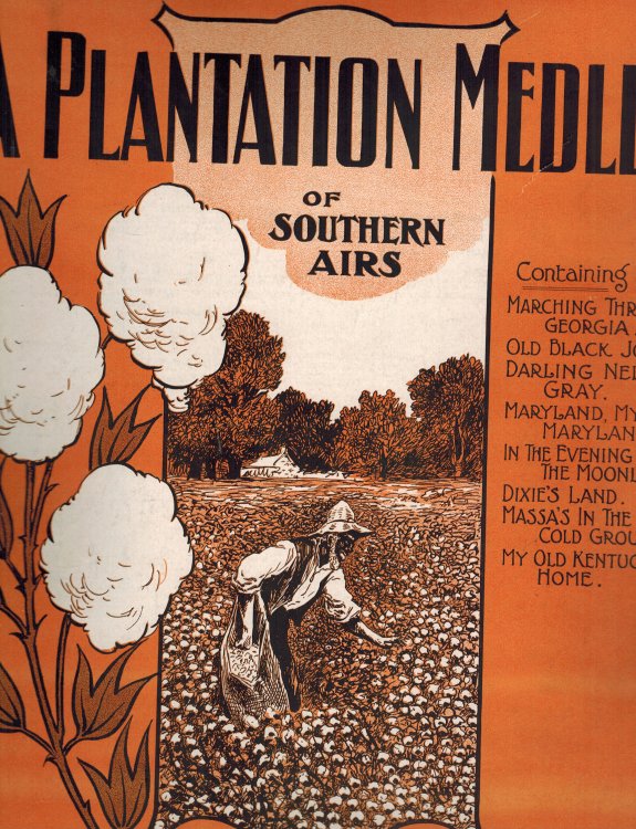 A Plantation Medley of Southern Airs - Vintage Sheet Music - Marching Through Georgia - Old Black Joe - Darling Nelly Gray - Maryland my Maryland - In the Evening by the Moonlight - Dixie's Land - Massa's in the Cold Cold Ground - My Old Kentucky Home